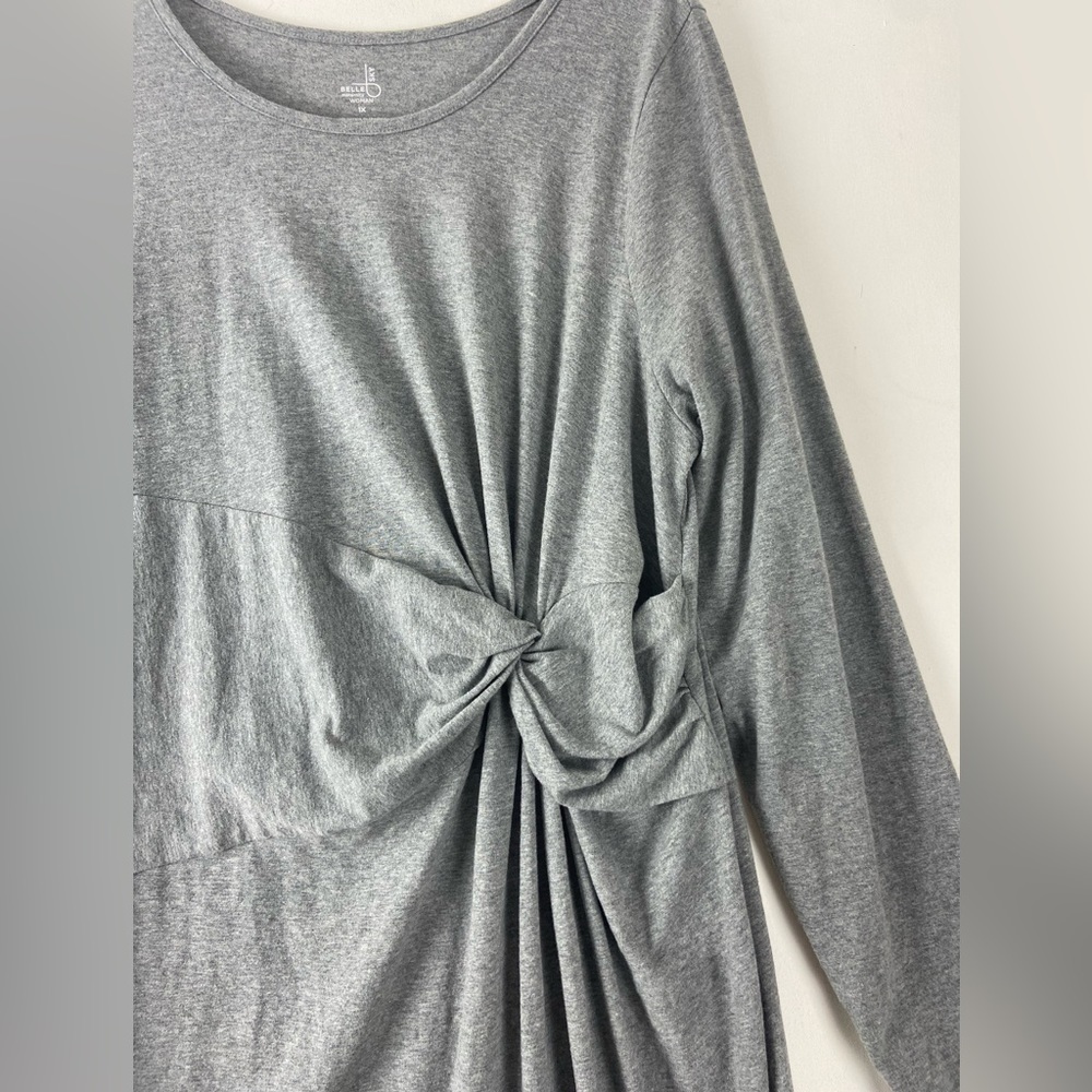 Belle Sky Gray Jersey Long Sleeve Maternity Dress Sz 1X (sku 191) - Picture 4 of 13